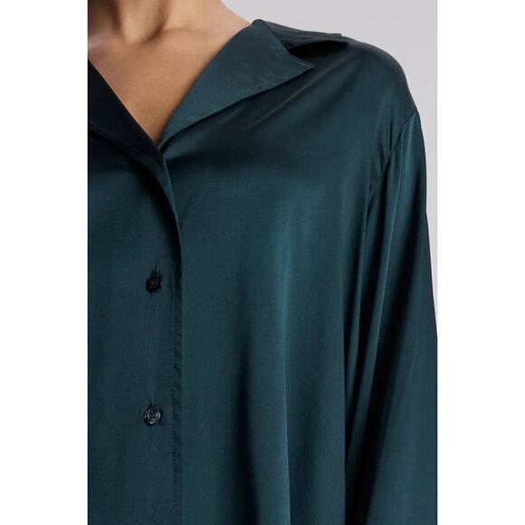 ALC Kass LS Silk Blend Blouse in Forest Green 8 - Picture 2 of 4